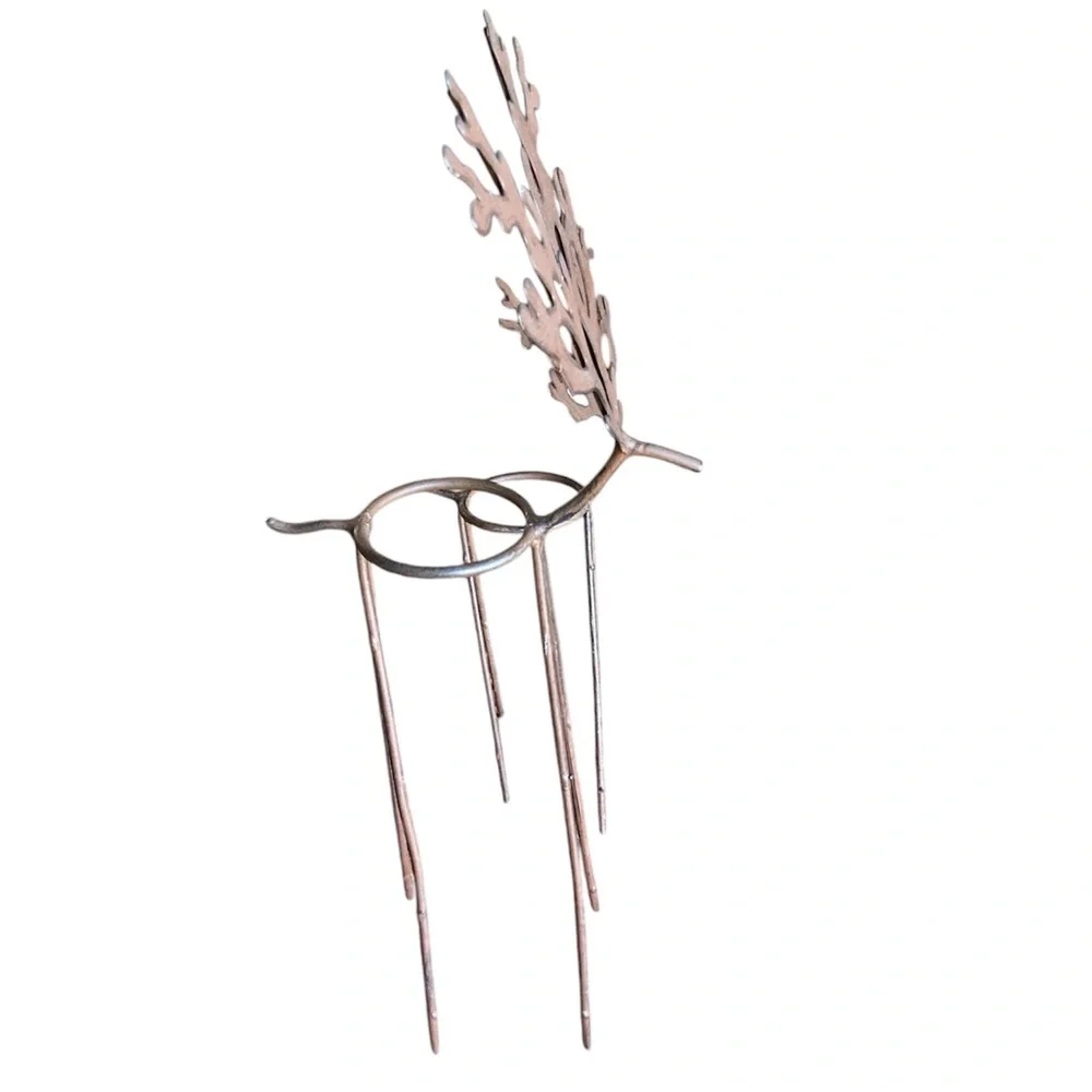 Christmas Reindeer Tea Light Candle Holders 2 Piece Metal 16